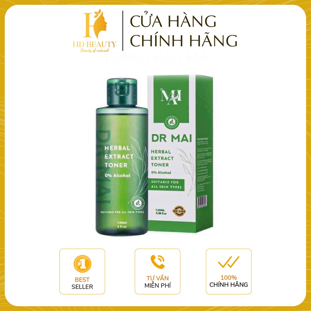 Toner Dr Mai Herbal Extract giúp dưỡng ẩm, se khít lỗ chân lông và giảm thâm mụn 120ml