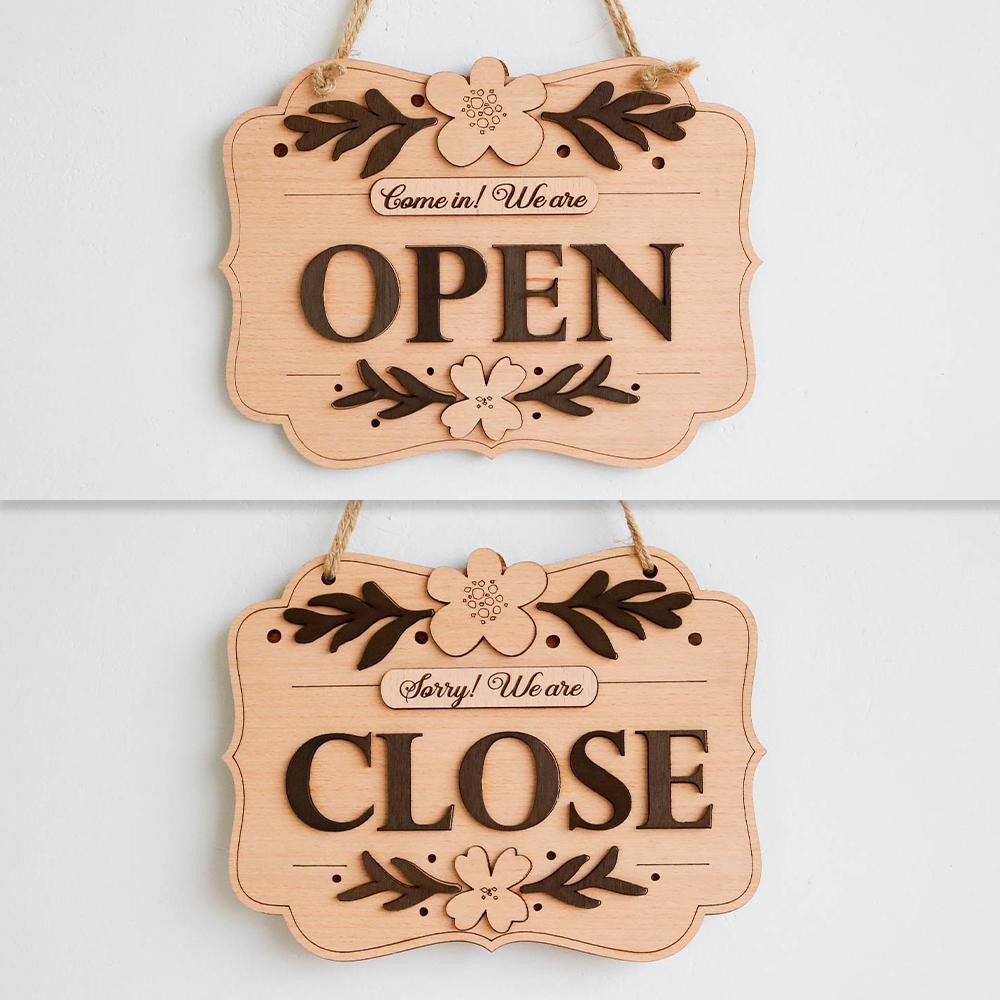 Bảng gỗ OPEN CLOSE 2 mặt