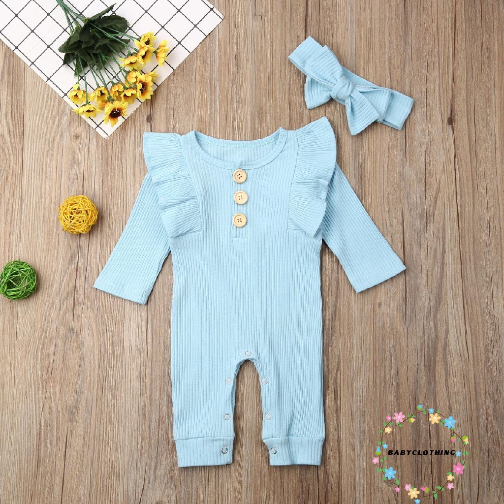 ღWSVღFashion Newborn Baby Boy Girl Rompers Long Sleeve Romper Button Knitted Jumpsuit Overall Knitted Clothes Casual