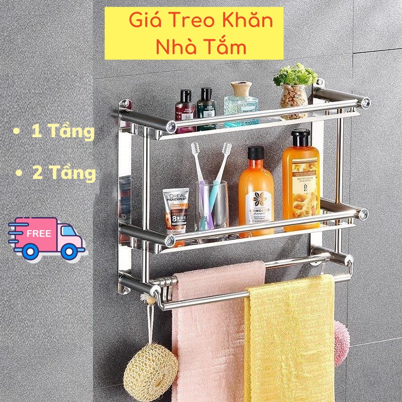 Giá Treo Nhà Tắm, Giá Treo Khăn, Kệ Để Đồ Dùng Nhà Tắm Inox Dán Tường LEON OFFICIAL