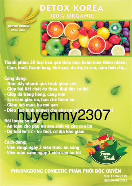 (RẺ VÔ ĐỊCH) Detox trái cây chính hãng Korea Hàn Quốc