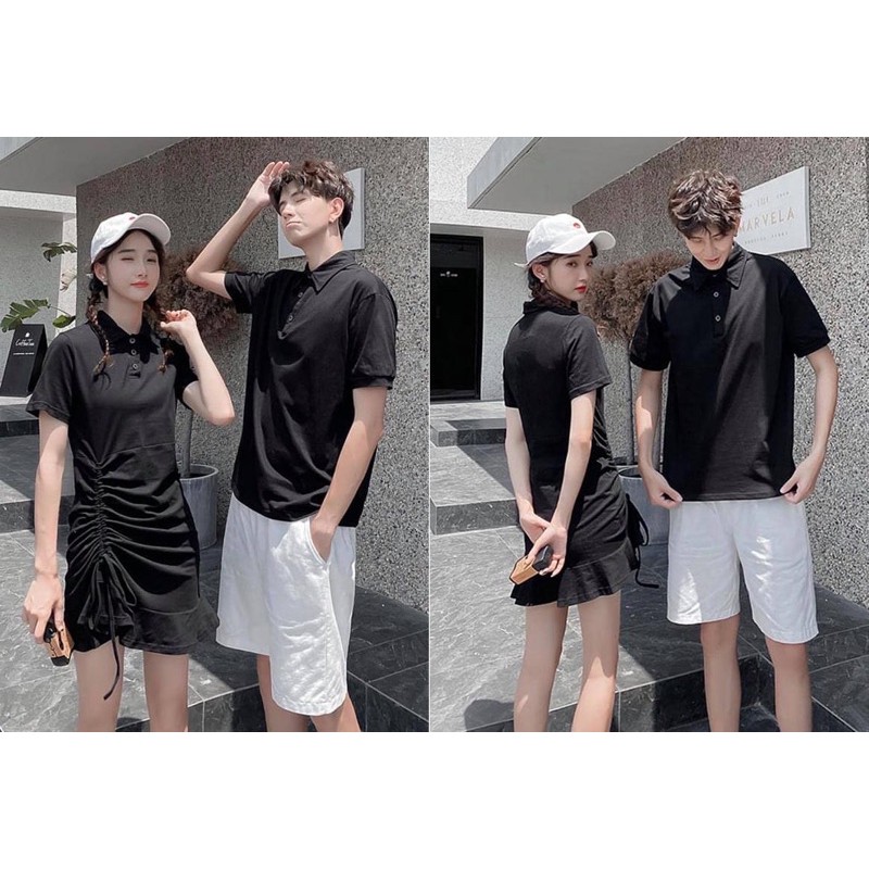 Áo váy đôi thun đen giá tốt Forever Couple FC0904