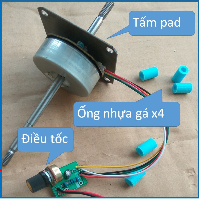 Combo chế quạt: Motor brushless 13v-24v+ điều tốc + tấm pad