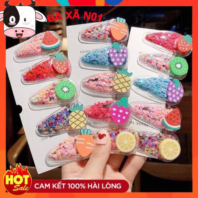 Vỉ 5 kẹp tóc hoa quả siêu yêu cho bé gái