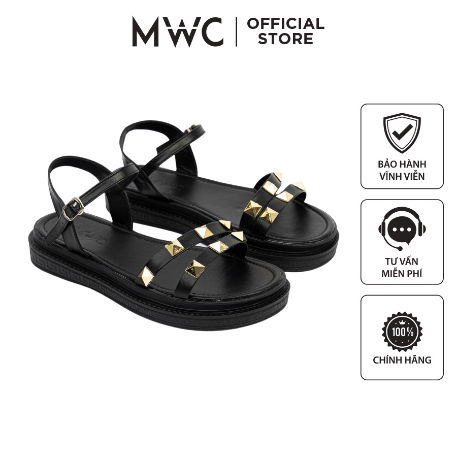 Giày MWC 2916 - Giày Sandal Đế 3CM, Giày Sandal Quai Ngang Đinh Tán Đế 3CM Thời Trang