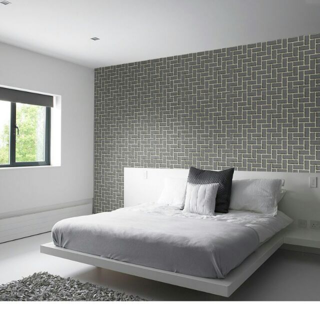 Decal giấy dán tường giả gạch đan xen (khổ rộng 45cm)