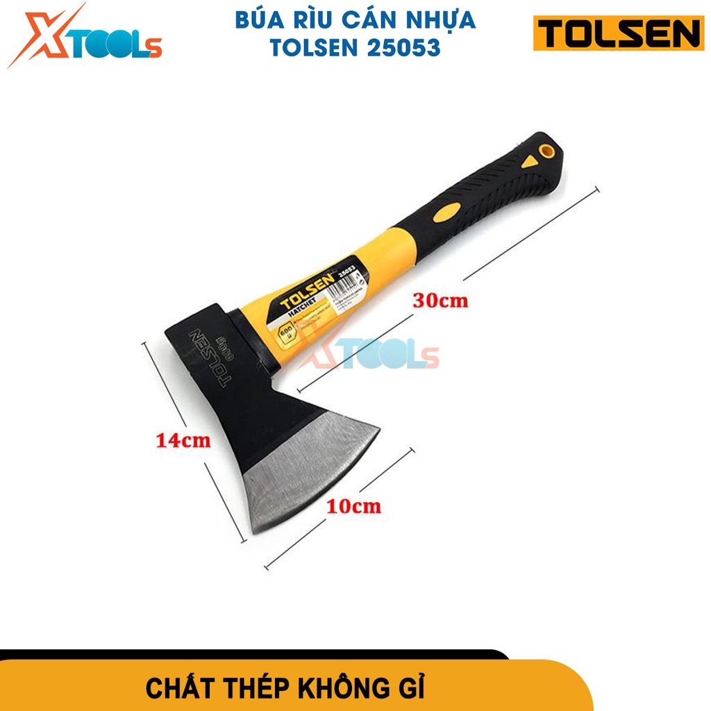 Rìu cán nhựa Tolsen 25053, búa rìu TOLSEN đầu nặng 600g, rìu dài 30cm chất liệu thép carbon siêu cứng[CHÍNH HÃNG][XTOOLS