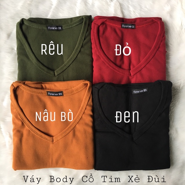 Váy Body Cổ Tim Xẻ Đùi - VN12