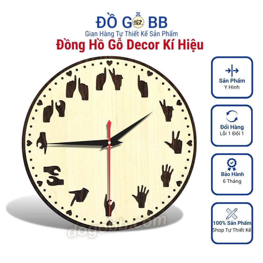 Size Lớn Đồng Hồ Treo Tường Giá Rẻ Decor Gỗ Ký Hiệu Dành Cho Người Khiếm Thính Khuyết Tật Không Nghe Được - Đồ Gỗ BB