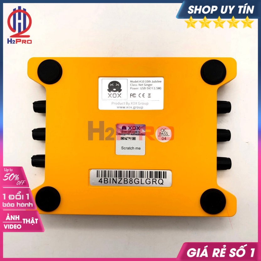 Sound Card Thu Âm, Soundcard Livestream Xox K10 10Th Cao Cấp -Phiên Bản Tiếng Anh (Tặng Bộ 3 Dây Âm Thanh)-H2Pro Audio