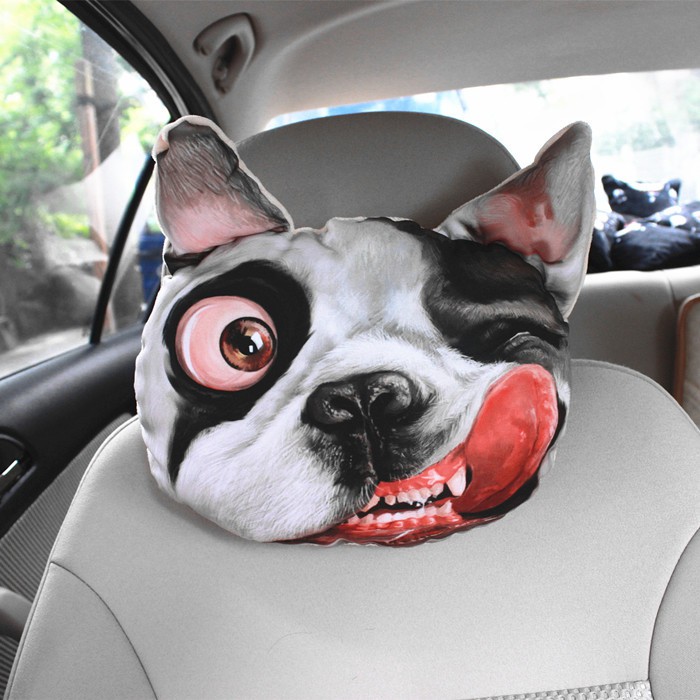 Gối tựa đầu 3D hình chó Husky cho ô tô