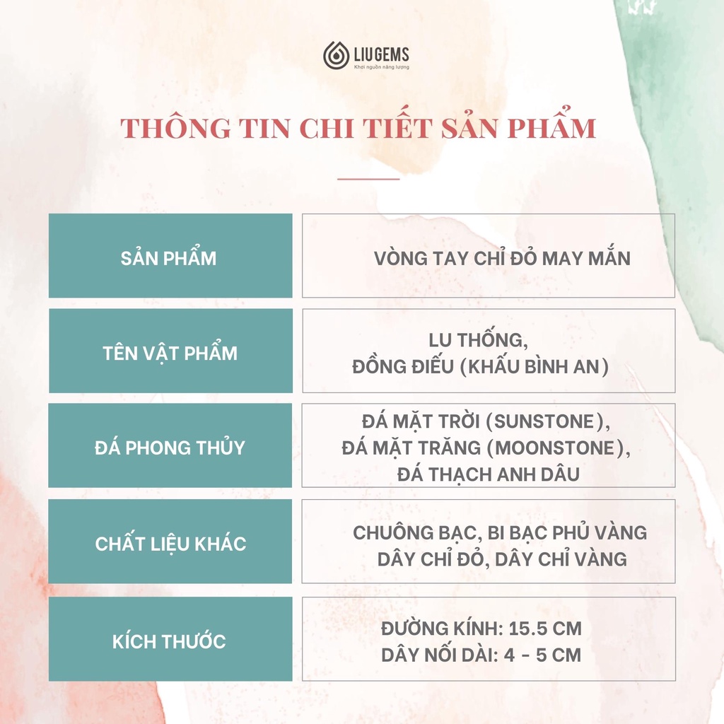 Vòng Tay Chỉ Đỏ Đính Đá Handmade Lu Thống, Đồng Điếu Phong Thuỷ Liugems, Tết Thắt Dây Rút, Mix Charm Cho Nữ CD01