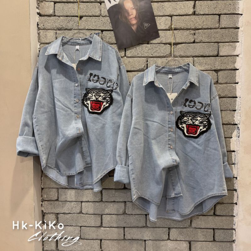 Áo sơ mi trắng tay dài phối jean trước cá tính 1809