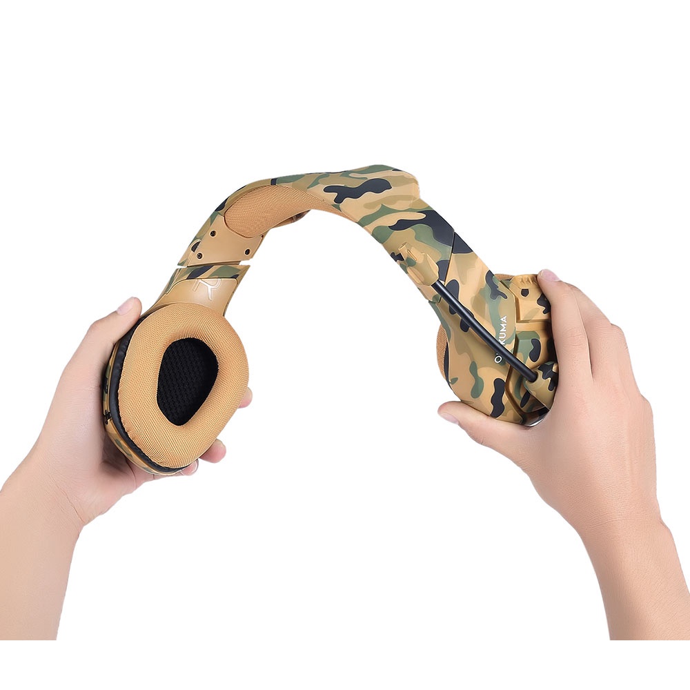Tai nghe chơi game âm thanh nổi gắn trên đầu màu vàng ONIKUMA K1B có micrô