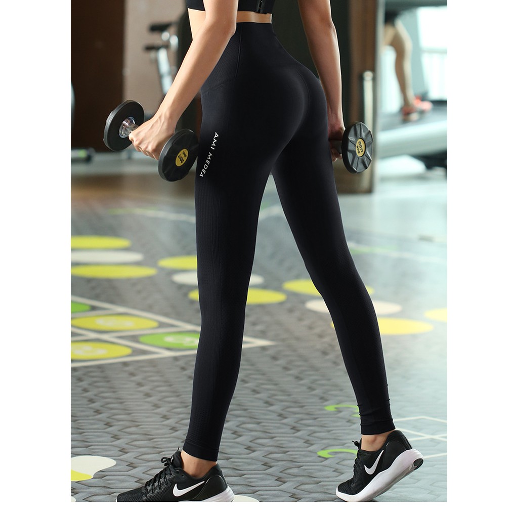 Quần tập dài Gym AMI ck100 nữ cạp lưng cao, co giãn 4 chiều, thoáng mát