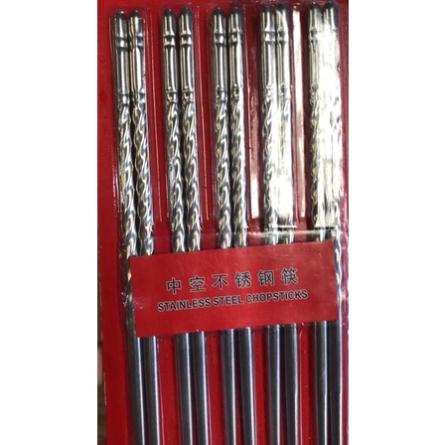 10 đũa ăn cơm inox xịn bóng sáng sang trọng có xoắn chống trơn