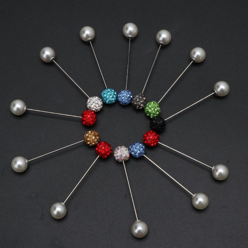 Set 12 Ghim Cài Khăn Choàng Đính Ngọc Trai Nhiều Màu Sắc An Toàn Cho Bé Gái