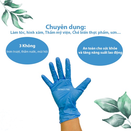 Găng tay y tế nitrile xanh không bột - hộp 100 chiếc