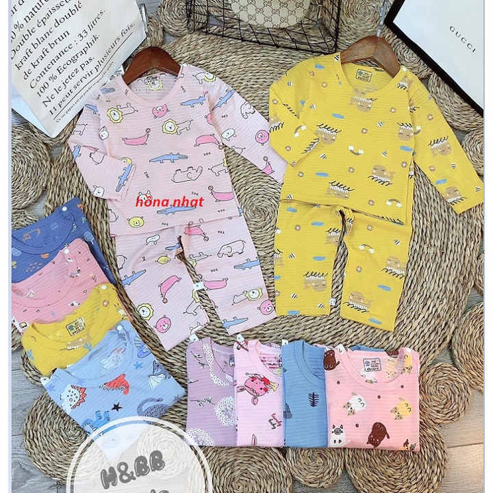 Bộ thu đông dài tay sợi tre họa tiết QC cực kỳ xinh yêu, chất siêu đẹp cho bé 10-20kg( túi zip)