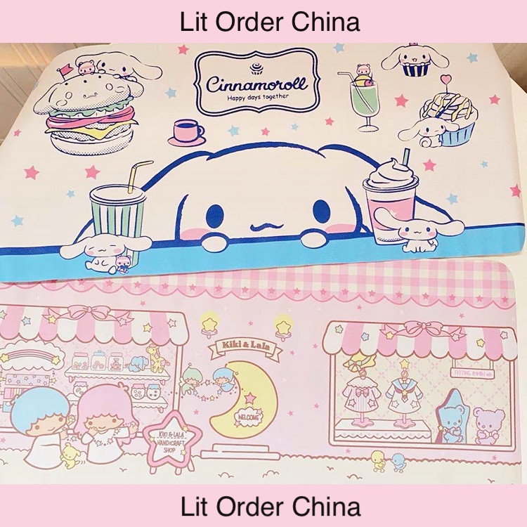 Tấm lót chuột, pad chuột cỡ lớn không thấm nước hình Kuromi Melody Cinnamoroll