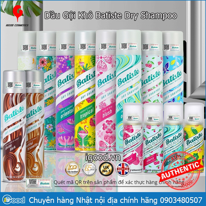 Dầu Gội Khô Batiste Dry Shampoo 200ml chính hãng UK