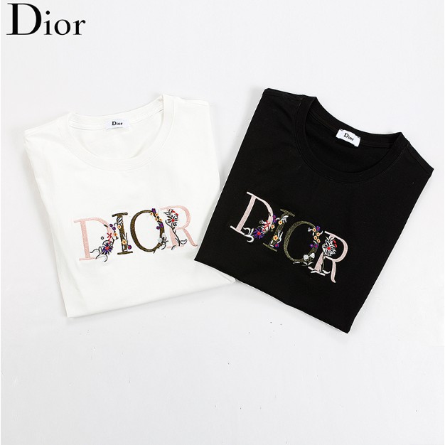 Áo thun cotton ngắn tay in chữ dior thời trang cho nam và nữ