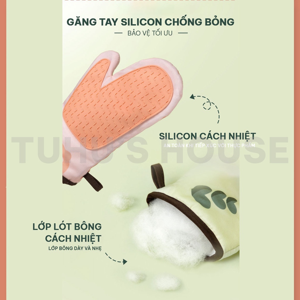 Găng tay làm bánh bằng silicon, găng tay nấu ăn chống trơn trượt cách nhiệt làm bếp - Tuhu's House