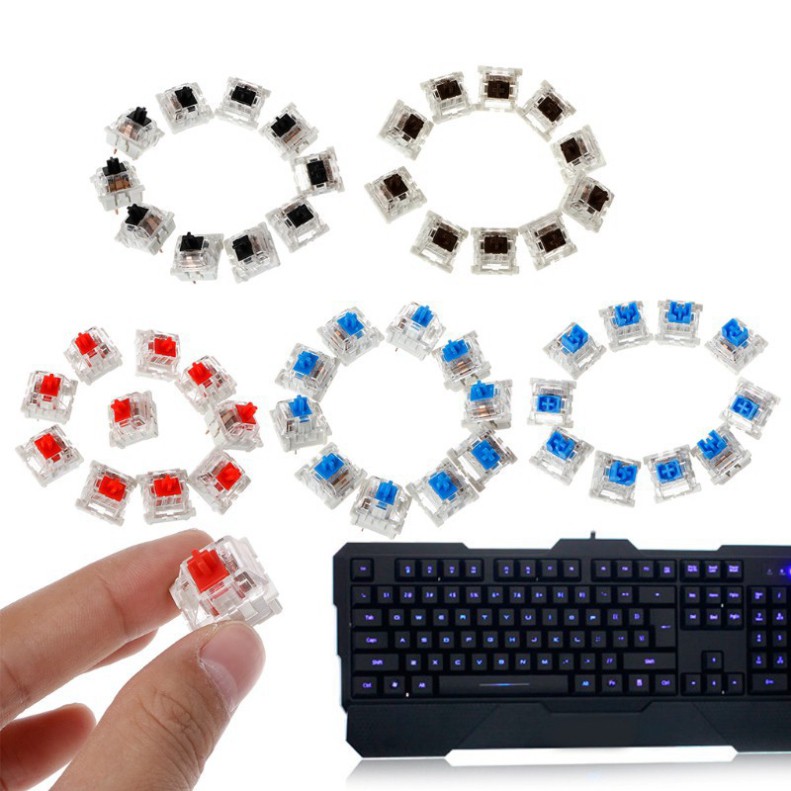 JFHD 10Pcs 3 Pin Mechanical Keyboard Switch Blue Replacement For Gateron Cherry MX 25 N643