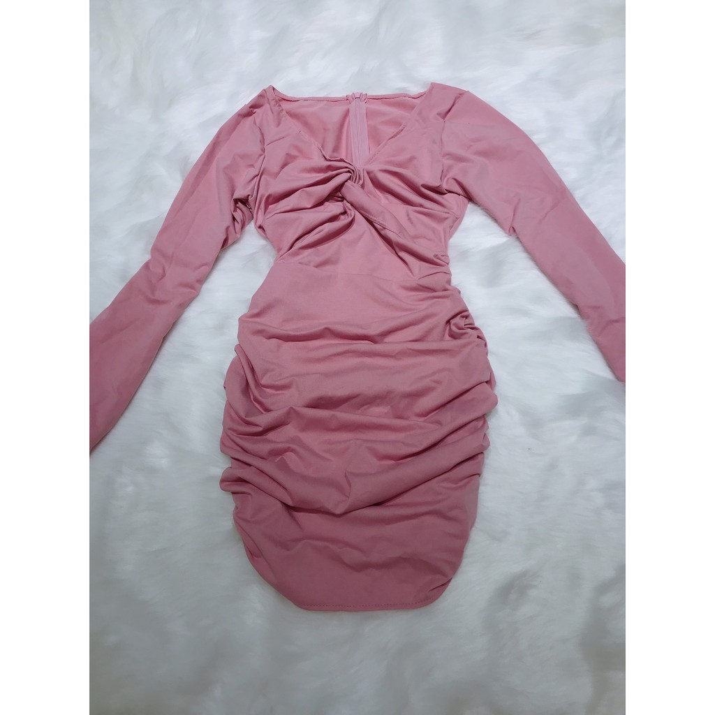 Đầm Nữ Ôm Body Xoắn Ngực Nhún Thun Cotton Su Free Size 46 - 52kg VNJ367 | BigBuy360 - bigbuy360.vn