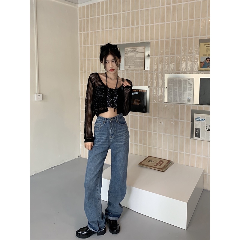 Áo cardigan Xiaozhainv dài tay dáng rộng màu trơn thời trang mùa hè dành cho nữ