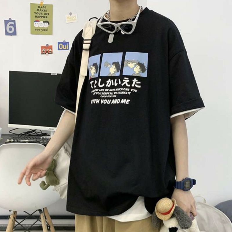 Áo thun tay lỡ Unisex WITH YOU AND ME 3 cậu bé