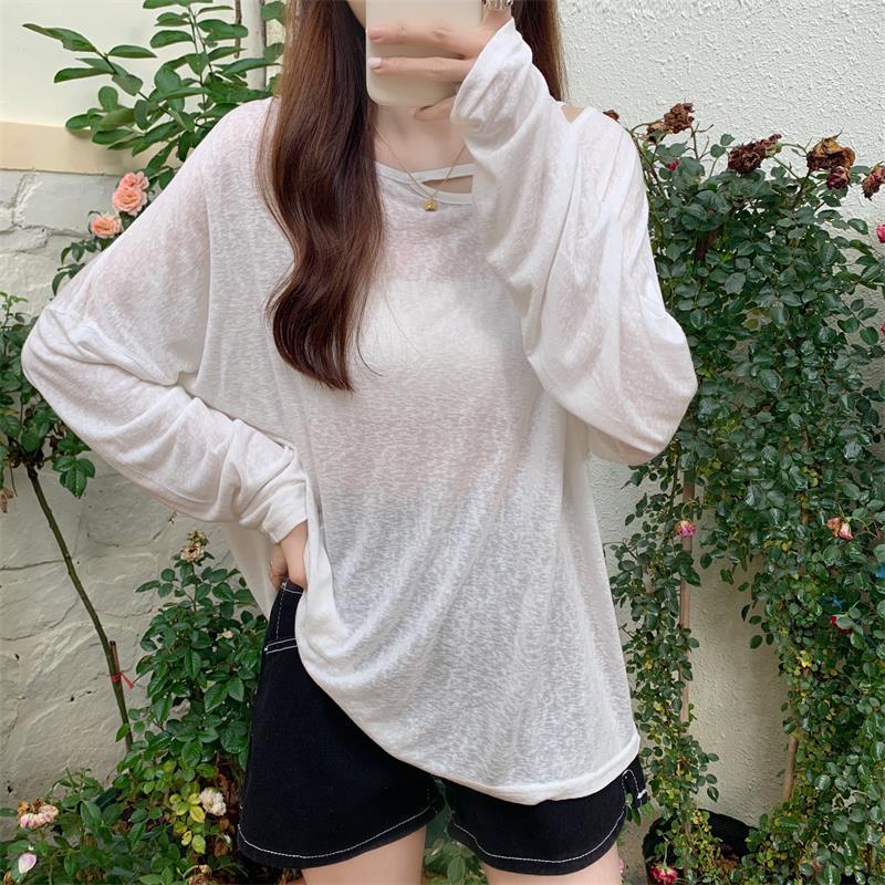 Áo Thun Mỏng Dáng Rộng Dài Tay Thời Trang Mùa Hè Hàng Mới Dành Cho Nữ 2022