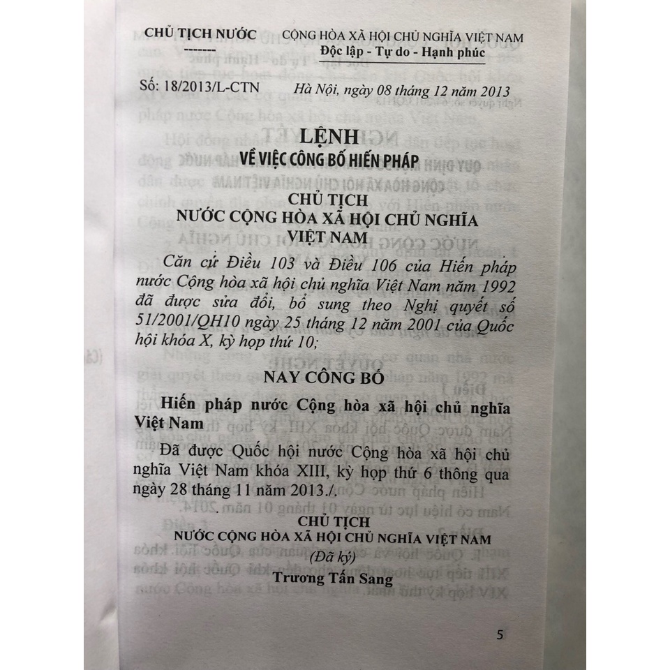 Sách hiến pháp 5 năm - 2013-1992-1980-1959-1946