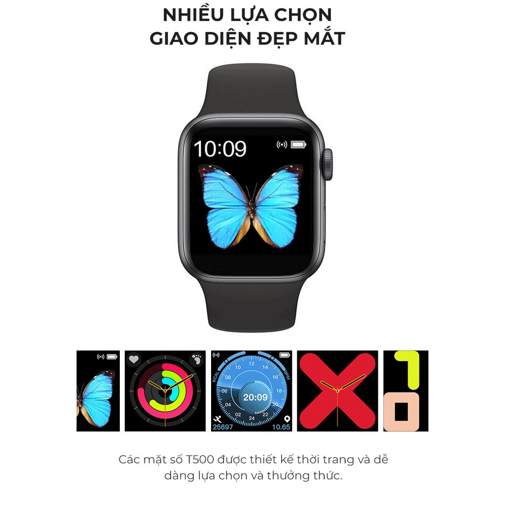 Đồng Hồ Thông Minh SmartWatch T500 - Theo Dõi Sức Khỏe - Nghe Gọi - Chống Nước IP67 - Thay Dây Chung Với AppleWatch 44mm