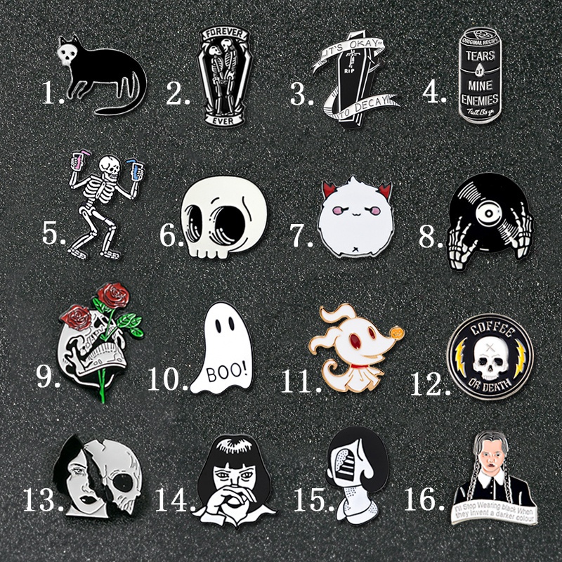 XZ-017 "Skeleton devil quan tài" Brooke Rose Ghost Skull Eneml Pin Badger denim sơ mi Lapel Pin Gothic