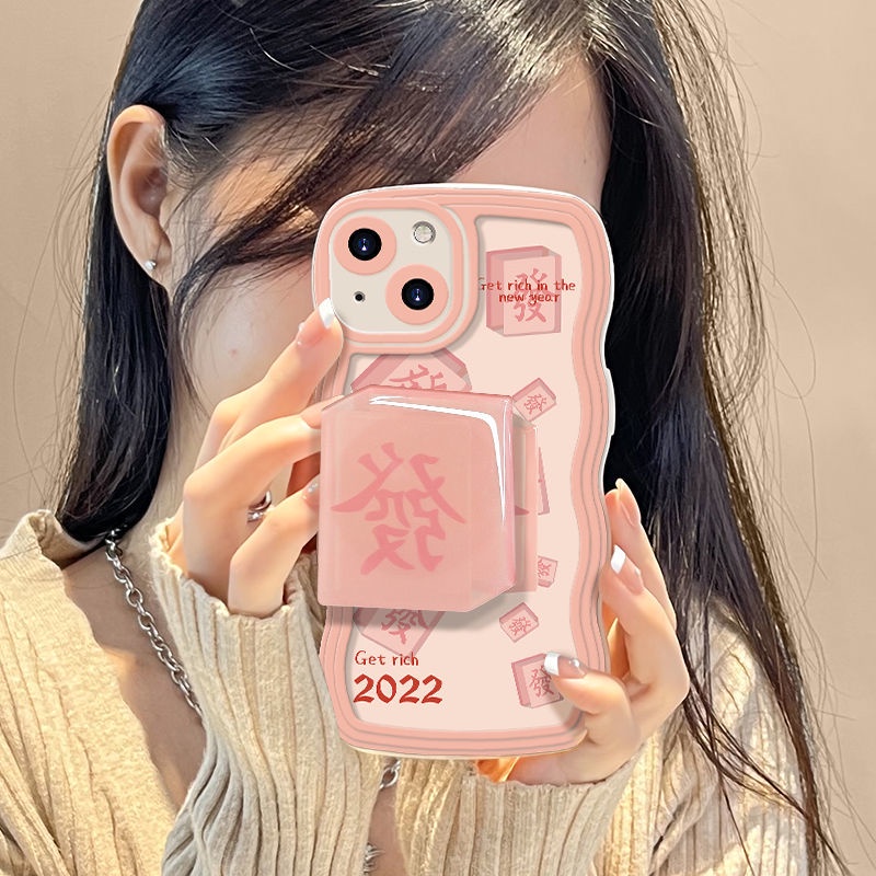 Hàng Mới Về Ốp Điện Thoại Dẻo Họa Tiết Mạt Chược Dễ Thương Kèm Giá Đỡ Cho iPhone13 12 Wave 11 Mate40 22 14 Huawei