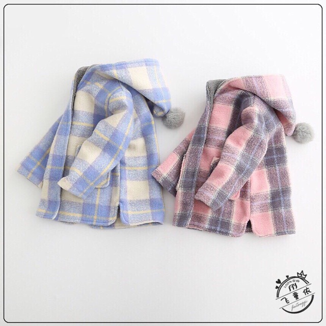 Freeship 99k TQ_Áo dạ kẻ bé gái