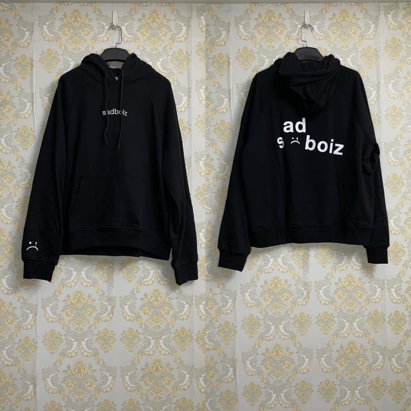 ẢNH THẬT-Áo hoodie SADBOIZ mặt mếu logo thêu có mũ hàng 2 lớp cotton dày dặn form rộng nam nữ | BigBuy360 - bigbuy360.vn