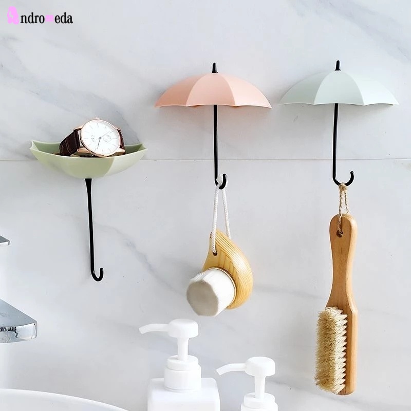 Set 3 móc treo đồ gắn tường hình cây dù sáng tạo cho nhà bếp nhà tắm