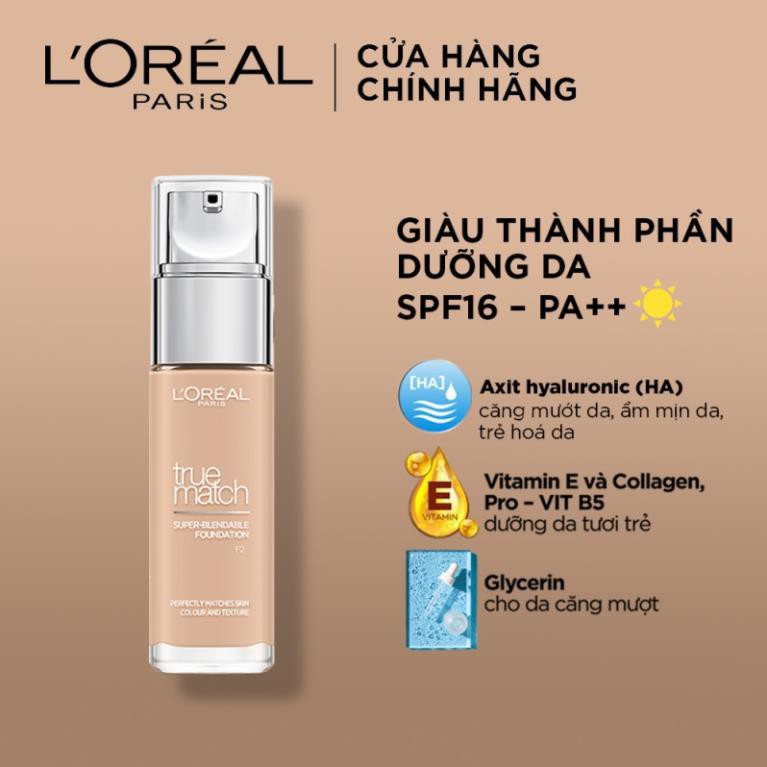 Kem nền mịn nhẹ dưỡng da dạng lỏng L'Oreal Paris True match Liquid Foundation 30ml