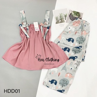 Bộ Mặc Nhà Lụa 2 Dây Quần Dài Lụa Tằm Thái Sang Mịn Đẹp