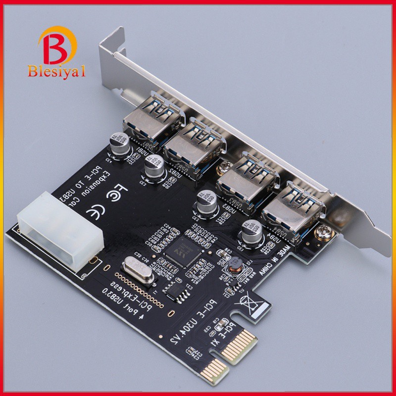 [BLESIYA1] PCI-E USB 3.0 Hub Adapter Expansion Card 4 USB Port w/4PIN Power Supply Port