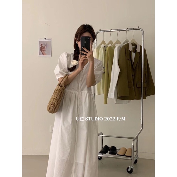 Váy babydoll bồng hàng loại 1, đầm cổ v tay bồng kèm ảnh thật | BigBuy360 - bigbuy360.vn