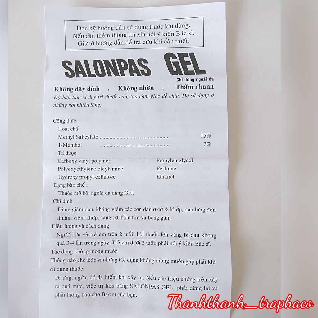 Salonpas gel - bôi ngoài da tuýp 15g