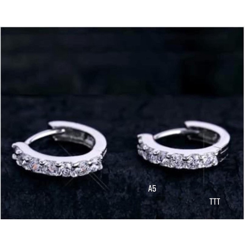 Bông bạc bấm 1 hàng đá. bạc ta nguyên chất.