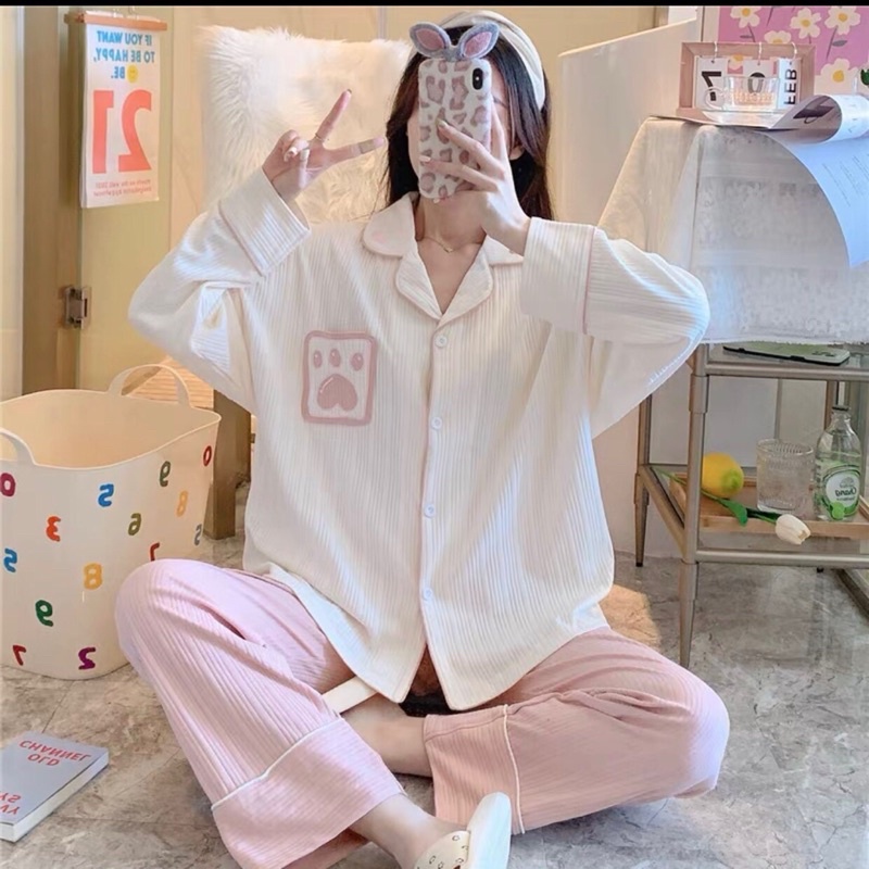 Bộ quần áo mặc nhà dài tay thu đông