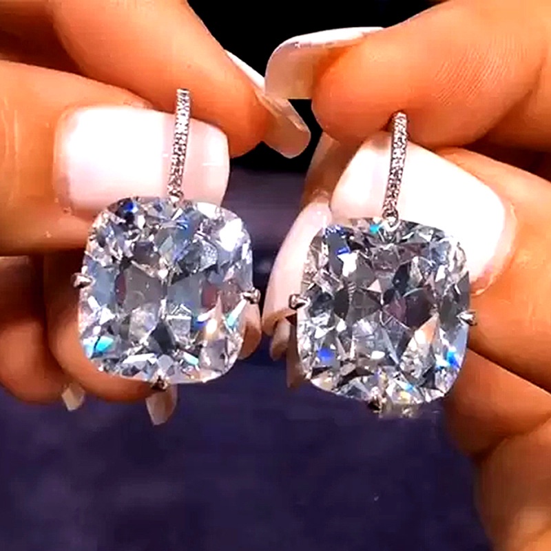 Bông Tai Đính Đá Zircon Màu Bạc Sang Trọng Thời Trang Cho Nữ
