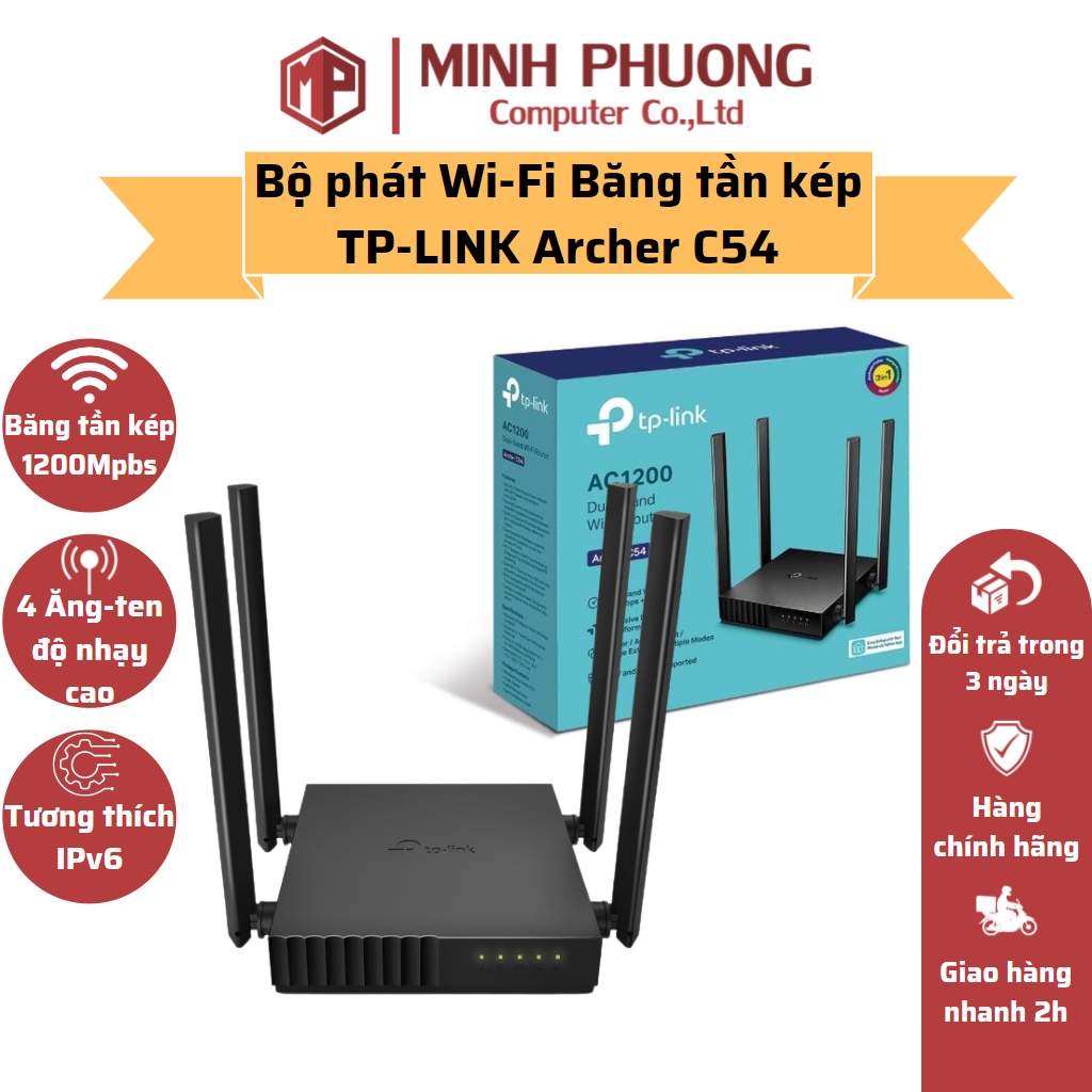 Bộ phát Wi-Fi Băng Tần Kép AC1200 TP-LINK Archer C54 - Hàng chính hãng | BigBuy360 - bigbuy360.vn