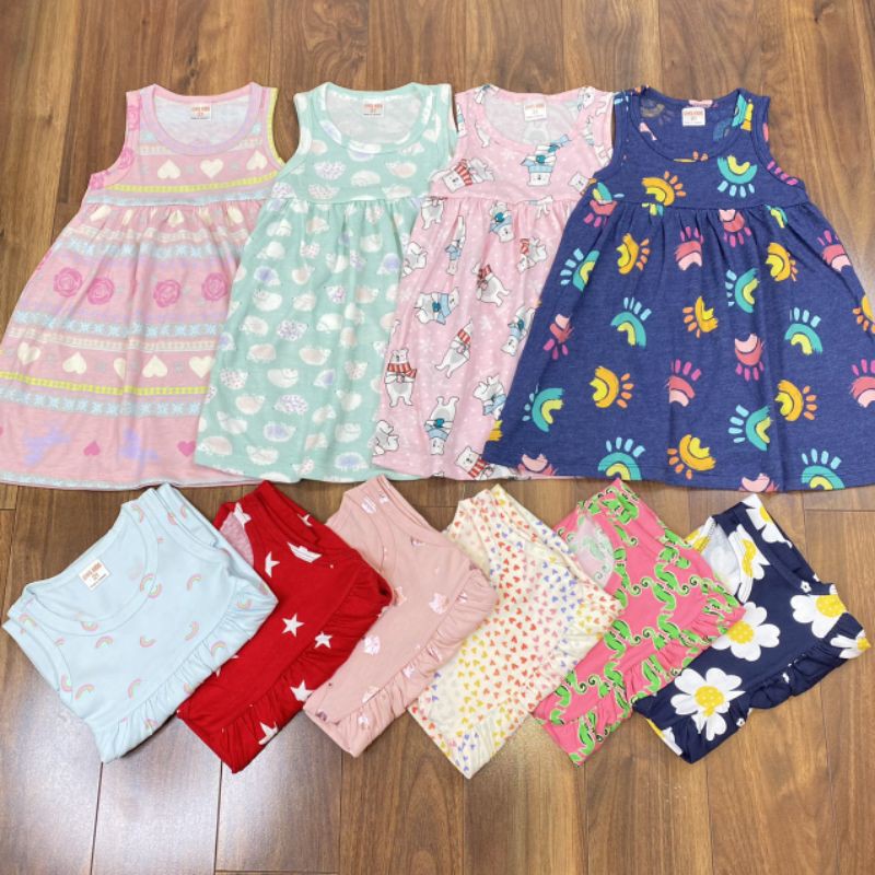 ✓9_22kg✓ Váy cotton xuất dư ba lỗ cách điệu BẢNG MÀU 1 MÃ SN001