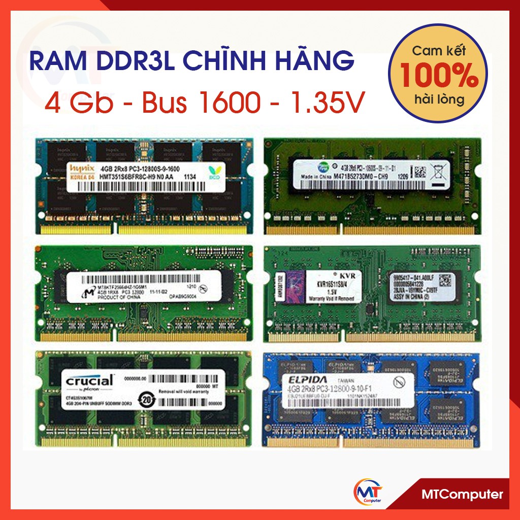 Ram DDR3L 4Gb 8Gb Bus 1600 1.35V dành cho laptop, Ram laptop nhiều nsx Hynix, Samsung, Micron, Kingston hàng hính hãng